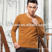 men's V neck 100% cashmere cable knitting sweater